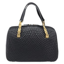 BALLY Hand Bag Leather Black Gold Auth BA15655A-2