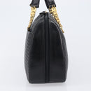 BALLY Hand Bag Leather Black Gold Auth BA15655A-3