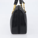 BALLY Hand Bag Leather Black Gold Auth BA15655A-4