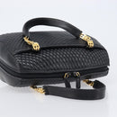 BALLY Hand Bag Leather Black Gold Auth BA15655A-6