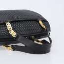 BALLY Hand Bag Leather Black Gold Auth BA15655A-7