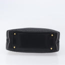 BALLY Hand Bag Leather Black Gold Auth BA15655A-5