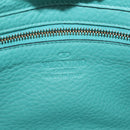 VALENTINO Studs Tote Bag Leather 2way Turquoise Blue Gold Auth BA15656A-19