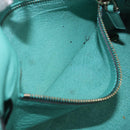 VALENTINO Studs Tote Bag Leather 2way Turquoise Blue Gold Auth BA15656A-24