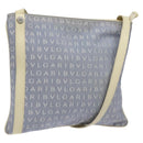 BVLGARI Logo Mania Shoulder Bag Nylon Light Blue Silver Auth BA1566-1