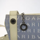 BVLGARI Logo Mania Shoulder Bag Nylon Light Blue Silver Auth BA1566-10