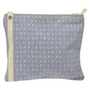 BVLGARI Logo Mania Shoulder Bag Nylon Light Blue Silver Auth BA1566-13
