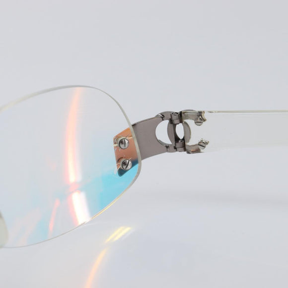 CHANEL Rimless Sunglasses plastic Clear CC Auth BA15679