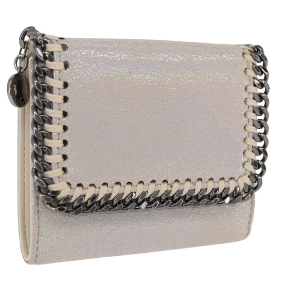 Stella MacCartney Falabella Trifold Wallet Suede Silver 540021 Auth BA15693V