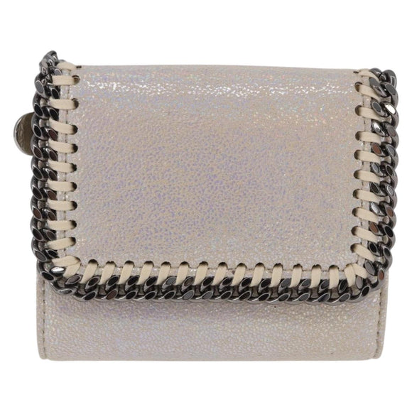 Stella MacCartney Falabella Trifold Wallet Suede Silver 540021 Auth BA15693V