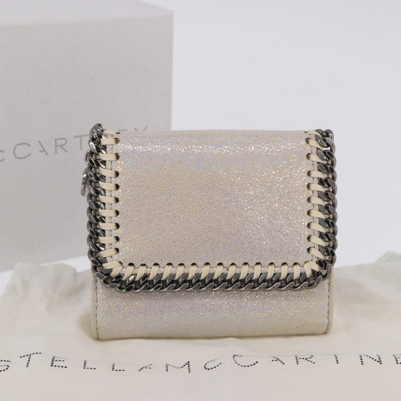 Stella MacCartney Falabella Trifold Wallet Suede Silver 540021 Auth BA15693V