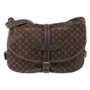 LOUIS VUITTON Monogram Mini Lin Saumur 30 Bag Brown Fuzan M95227 LV Auth BA15702-3