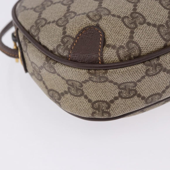GUCCI GG Supreme Web Sherry Line Bag PVC Beige Gold 156 02 066 Auth BA15707