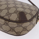 GUCCI GG Supreme Web Sherry Line Bag PVC Beige Gold 156 02 066 Auth BA15707-16