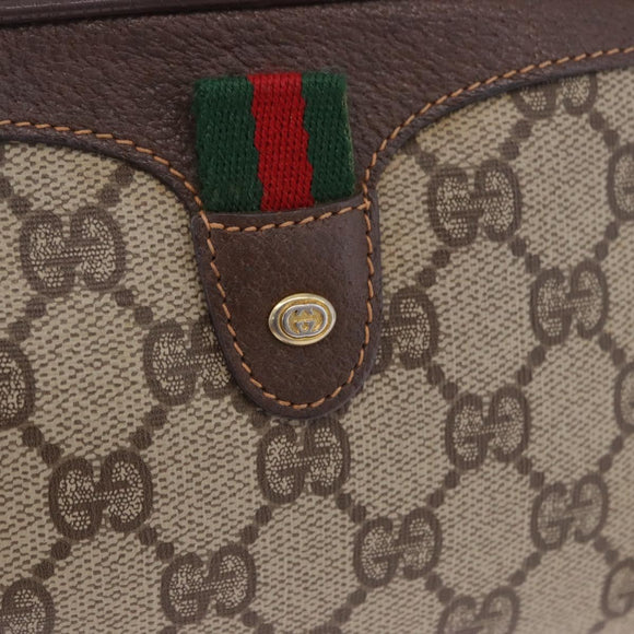 GUCCI GG Supreme Web Sherry Line Bag PVC Beige Gold 156 02 066 Auth BA15707