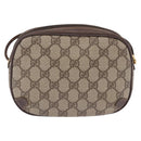 GUCCI GG Supreme Web Sherry Line Bag PVC Beige Gold 156 02 066 Auth BA15707-2