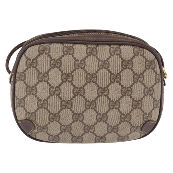 GUCCI GG Supreme Web Sherry Line Bag PVC Beige Gold 156 02 066 Auth BA15707