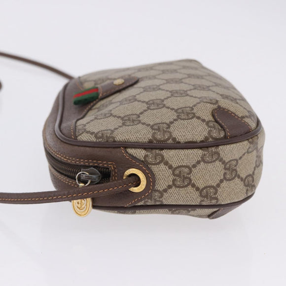 GUCCI GG Supreme Web Sherry Line Bag PVC Beige Gold 156 02 066 Auth BA15707