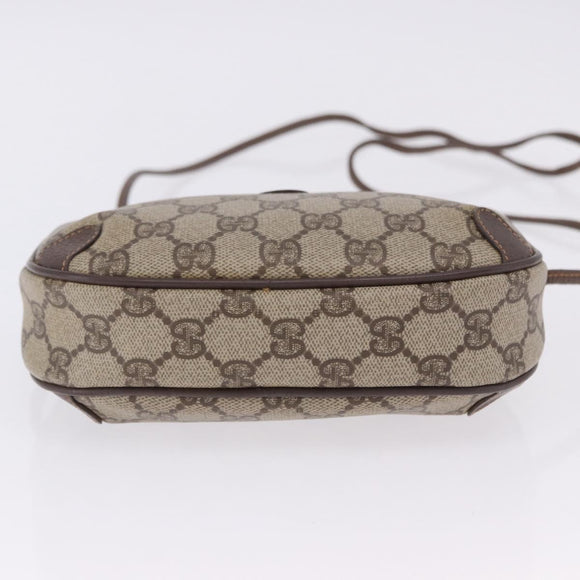 GUCCI GG Supreme Web Sherry Line Bag PVC Beige Gold 156 02 066 Auth BA15707