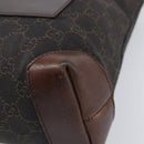GUCCI GG Canvas Hand Bag Dark Brown Silver 28893 Auth BA15708-10