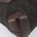 GUCCI GG Canvas Hand Bag Dark Brown Silver 28893 Auth BA15708-11