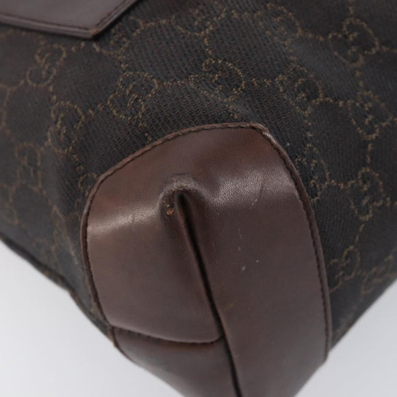 GUCCI GG Canvas Hand Bag Dark Brown Silver 28893 Auth BA15708