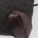 GUCCI GG Canvas Hand Bag Dark Brown Silver 28893 Auth BA15708-12