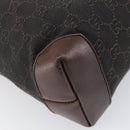 GUCCI GG Canvas Hand Bag Dark Brown Silver 28893 Auth BA15708-13