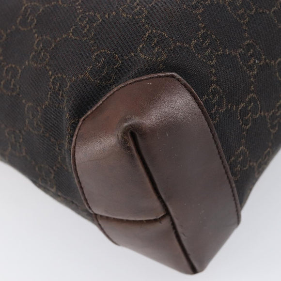 GUCCI GG Canvas Hand Bag Dark Brown Silver 28893 Auth BA15708