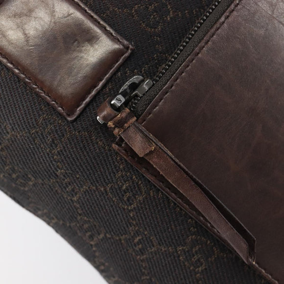 GUCCI GG Canvas Hand Bag Dark Brown Silver 28893 Auth BA15708