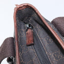 GUCCI GG Canvas Hand Bag Dark Brown Silver 28893 Auth BA15708-16