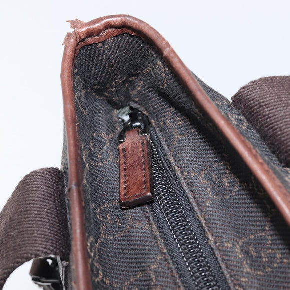 GUCCI GG Canvas Hand Bag Dark Brown Silver 28893 Auth BA15708