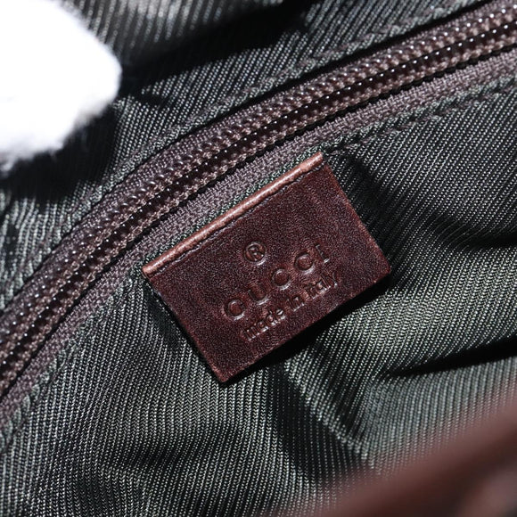 GUCCI GG Canvas Hand Bag Dark Brown Silver 28893 Auth BA15708