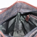 GUCCI GG Canvas Hand Bag Dark Brown Silver 28893 Auth BA15708-20