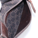GUCCI GG Canvas Hand Bag Dark Brown Silver 28893 Auth BA15708-23