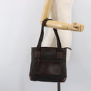 GUCCI GG Canvas Hand Bag Dark Brown Silver 28893 Auth BA15708-25