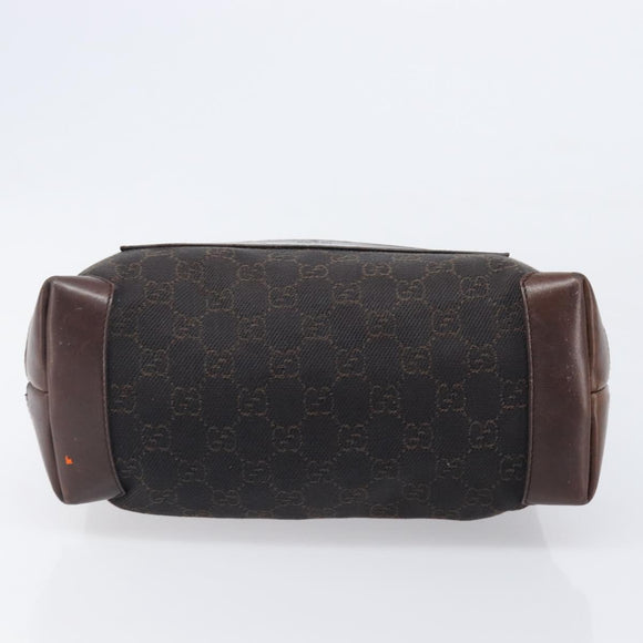 GUCCI GG Canvas Hand Bag Dark Brown Silver 28893 Auth BA15708