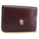 Christian Dior Chain Shoulder Bag Leather Bordeaux Gold Auth BA15709-1