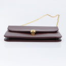 Christian Dior Chain Shoulder Bag Leather Bordeaux Gold Auth BA15709-10