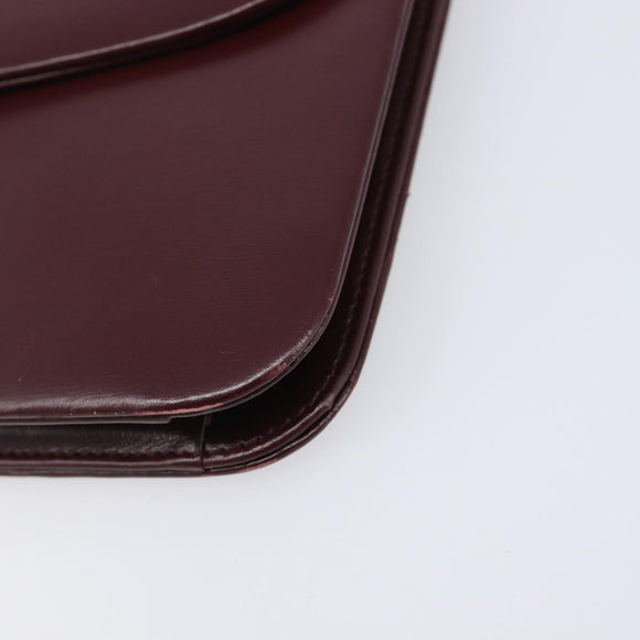 Christian Dior Chain Shoulder Bag Leather Bordeaux Gold Auth BA15709