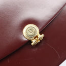 Christian Dior Chain Shoulder Bag Leather Bordeaux Gold Auth BA15709-16