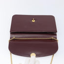 Christian Dior Chain Shoulder Bag Leather Bordeaux Gold Auth BA15709-17
