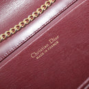 Christian Dior Chain Shoulder Bag Leather Bordeaux Gold Auth BA15709-18