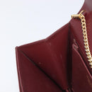 Christian Dior Chain Shoulder Bag Leather Bordeaux Gold Auth BA15709-21