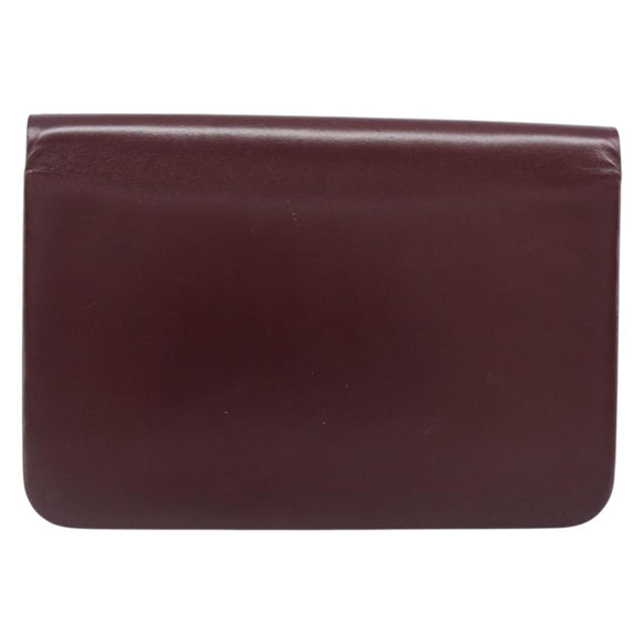 Christian Dior Chain Shoulder Bag Leather Bordeaux Gold Auth BA15709