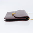 Christian Dior Chain Shoulder Bag Leather Bordeaux Gold Auth BA15709-4