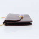 Christian Dior Chain Shoulder Bag Leather Bordeaux Gold Auth BA15709-5