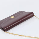 Christian Dior Chain Shoulder Bag Leather Bordeaux Gold Auth BA15709-6