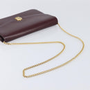 Christian Dior Chain Shoulder Bag Leather Bordeaux Gold Auth BA15709-7