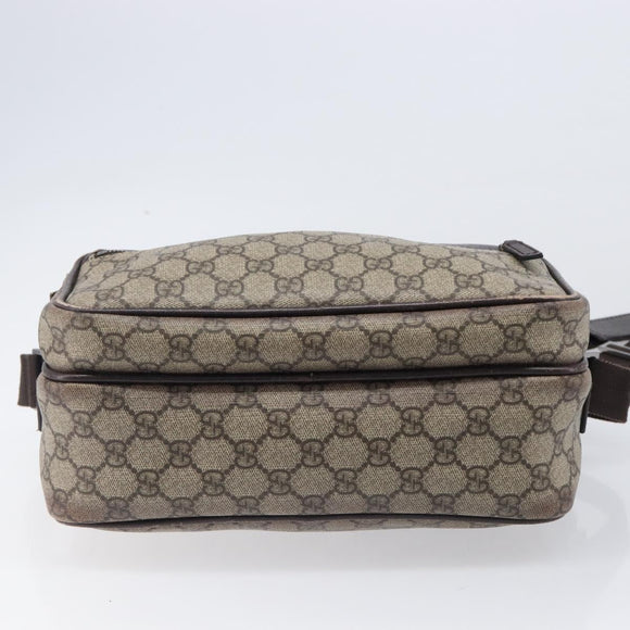 GUCCI GG Supreme Shoulder Bag PVC Beige Silver 114531 Auth BA15711